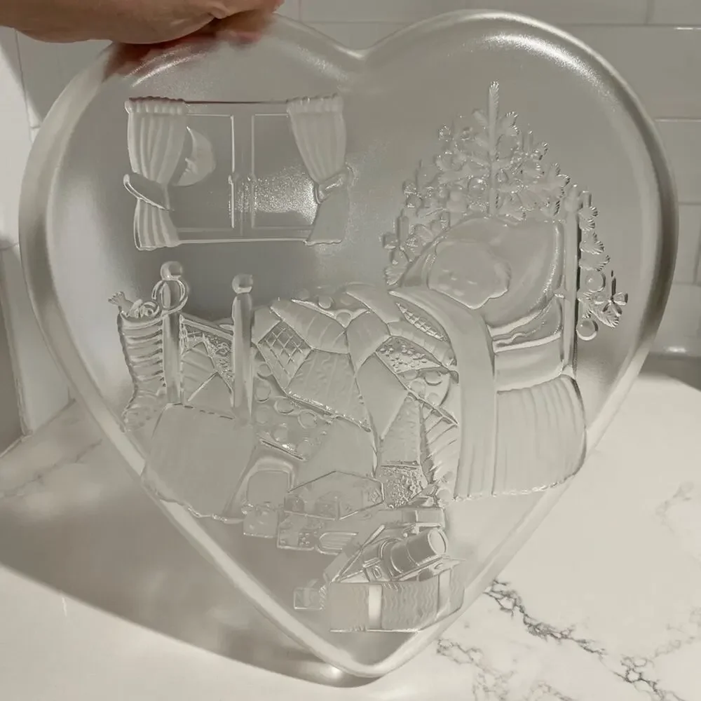 Mikasa Crystal Christmas Dream Heart Shaped Serving Tray Platter Germany…